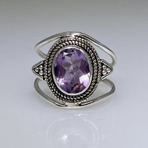 Sterling Silver ring set with natural faceted Amethyst gemstone, size: 6.25 NWOT